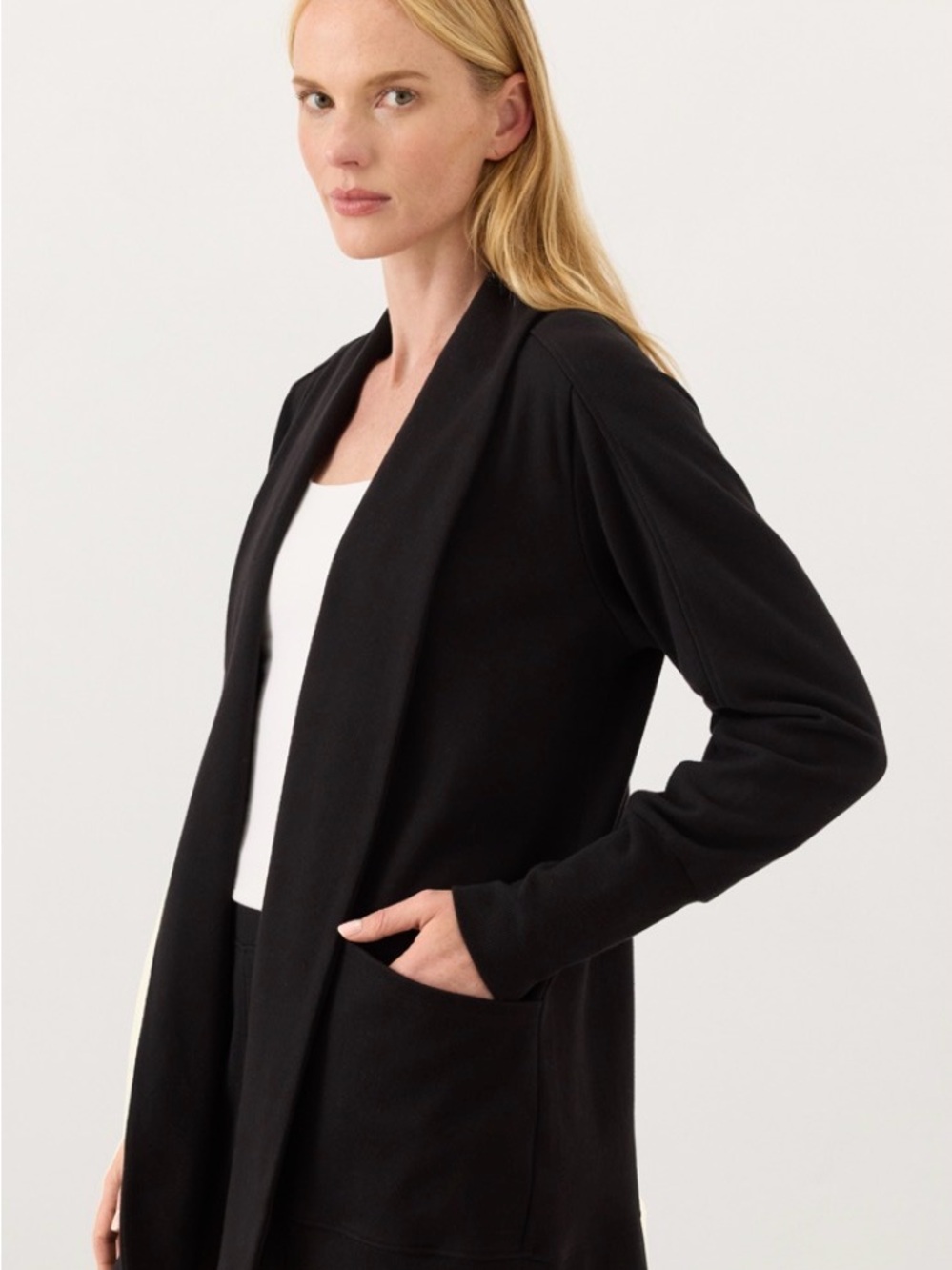 Black Open-Front Women's Airplane Wrap Cardigan